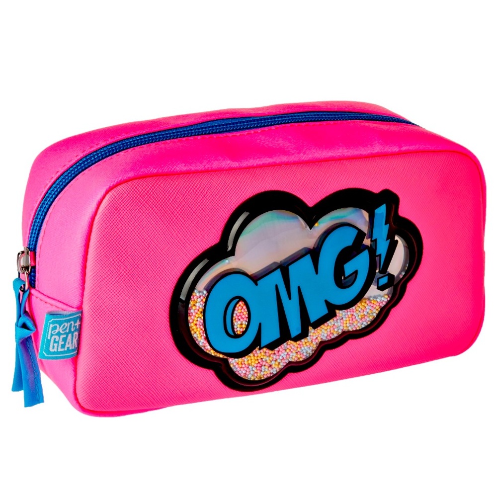 Nwt OMG plastic bags for pencils.Can be used as make up bag bright pink and blue